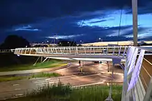 Side view of Hovenring at night