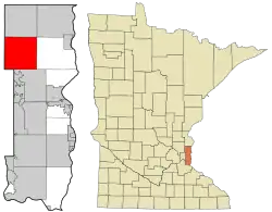 Location of the city of Hugowithin Washington County, Minnesota