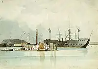 Hulks, probably at Sheerness, 1838, watercolour