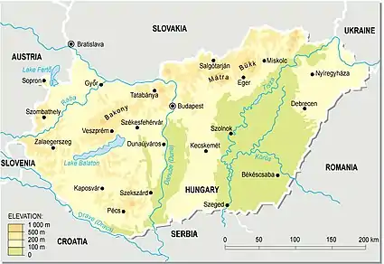 Map of the extreme points of Hungary