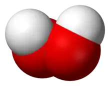 space filling model of the hydrogen peroxide molecule