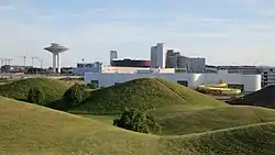 View, including Hyllie Water Tower and Hylliebadet.