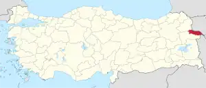 Location of the province within Turkey