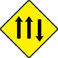 W 082Three Lanes of Traffic (Two With, One Against)