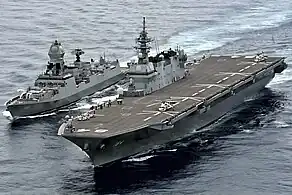 JS Kaga with INS Chennai during JIMEX 2020 exercise.