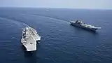 Vikrant  with Vikramaditya performing a manoeuvre.
