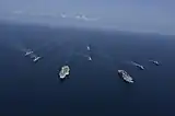Vikrant  with Vikramaditya during an exercise with carrier battle group.