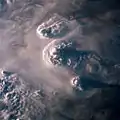 Thunderstorms imaged from orbit.