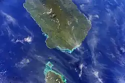 Apolima Strait with Savai'i (top) and the tip of Upolu below.