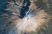 Color image looking down at the top of the volcano