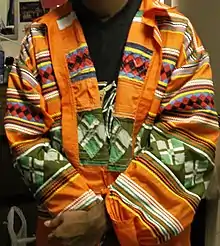 Seminole patchwork jacket worn by Iron Arrow Honor Society members, University of Miami, Coral Gables, Florida.