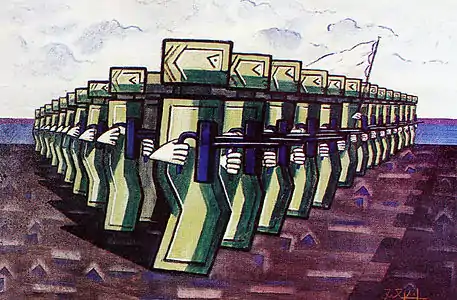 Kodra, The war for peace, 1977 oil on canvas, 80x100 cm
