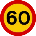 Maximum speed limit in kilometres/hour