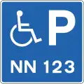 Reserved parking place for specific vehicle used by disabled person