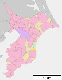 Location of Ichinomiya in Chiba Prefecture