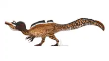 Reconstruction of the spinosaurid genus Ichthyovenator in a left-facing walking pose