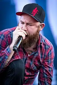 Fridén with In Flames in 2015