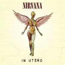 A fairy with human innards is visible below the band's name. The title of the album, In Utero, appears below the fairy.