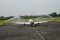 Water salute of a Camair-Co Boeing 767-300ER.