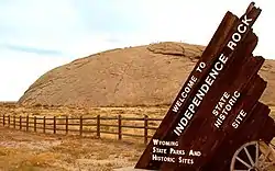 Image 53Independence Rock, a famous Wyoming landmark along the Oregon Trail (from History of Wyoming)