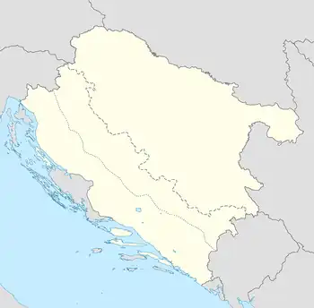 A map of the NDH showing the location of Nevesinje, eastern Herzegovina in the southeastern corner of the country near the Adriatic coast