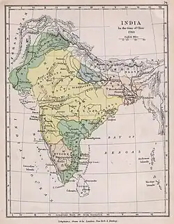 Maratha Empire at its peak in 1758 (Yellow)