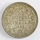 India 1 Rupee 1884 Victoria (reverse)