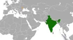 Map indicating locations of India and Moldova