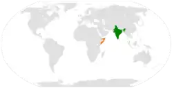 Map indicating locations of India and Somalia