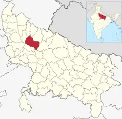 Location of Badaun district in Uttar Pradesh