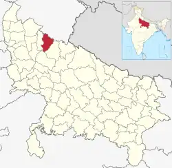 Location of Rampur district in Uttar Pradesh