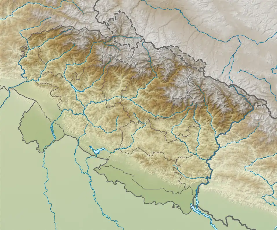 Map showing the location of Jim Corbett National Park