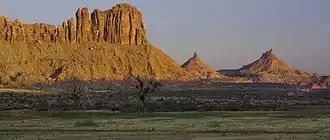 Bridger Jack Butte (left) with Sixshooter Peaks (right)