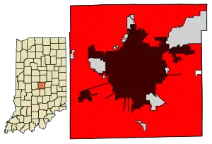 Modern Indianapolis overlapped by Pre-Unigov Indianapolis