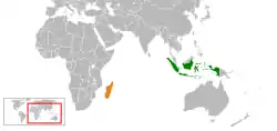 Map indicating locations of Indonesia and Madagascar