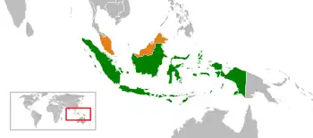 Map indicating locations of Indonesia and Malaysia