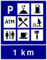 Service area ahead (1 km)