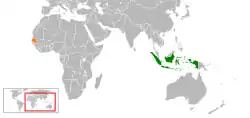 Map indicating locations of Indonesia and Senegal