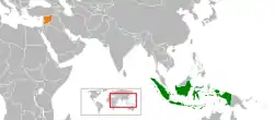 Map indicating locations of Indonesia and Syria