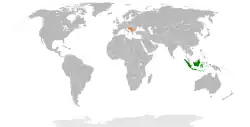 Map indicating locations of Indonesia and Yugoslavia