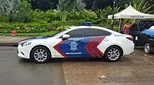 A Mazda6 patrol car used by the Traffic unit