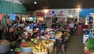 An indoor market in the regional city of Zunil.