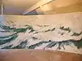 "Bewegtes Meer III" 2020, oil on canvas, 250 × 570 cm (three-part), in the Berlin studio
