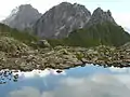 The Innsbrucker Hut with the Pinnisjoch and Kirchdachspitze behind