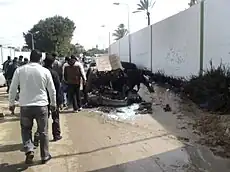 Demonstrators inside the al Fadeel battalion compound, al Berka, Benghazi