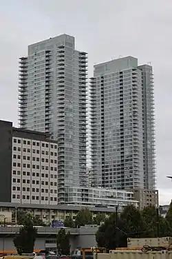 Insignia Towers seen in August 2016