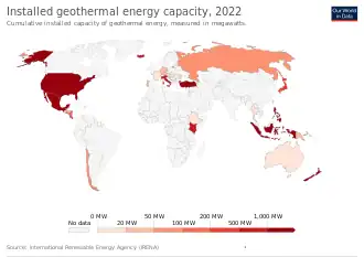 Image 27Installed geothermal energy capacity, 2022 (from Geothermal power)