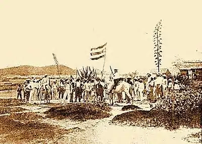 Image 19Flag flown by Fidel Vélez and his men during the "Intentona de Yauco" revolt. (from History of Puerto Rico)