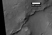 Example of inverted terrain in Parana Valles region, as seen by HiRISE.