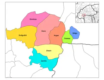 Provincial map of its departments